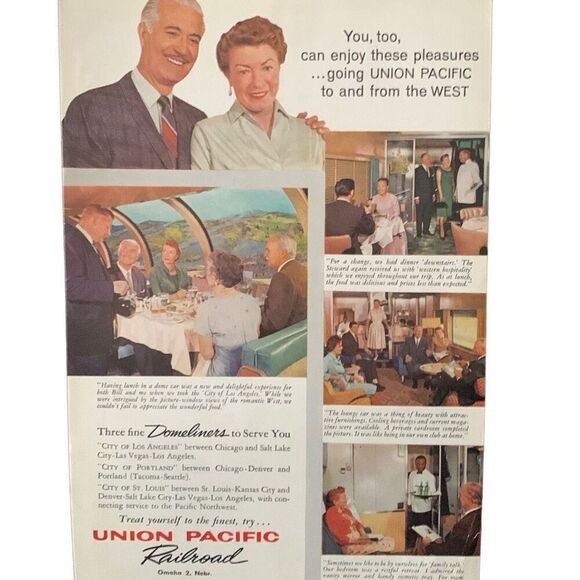 Vintage 1960 Union Pacific Railroad Enjoy These Pleasures Ad Advertisement - Picture 4 of 4